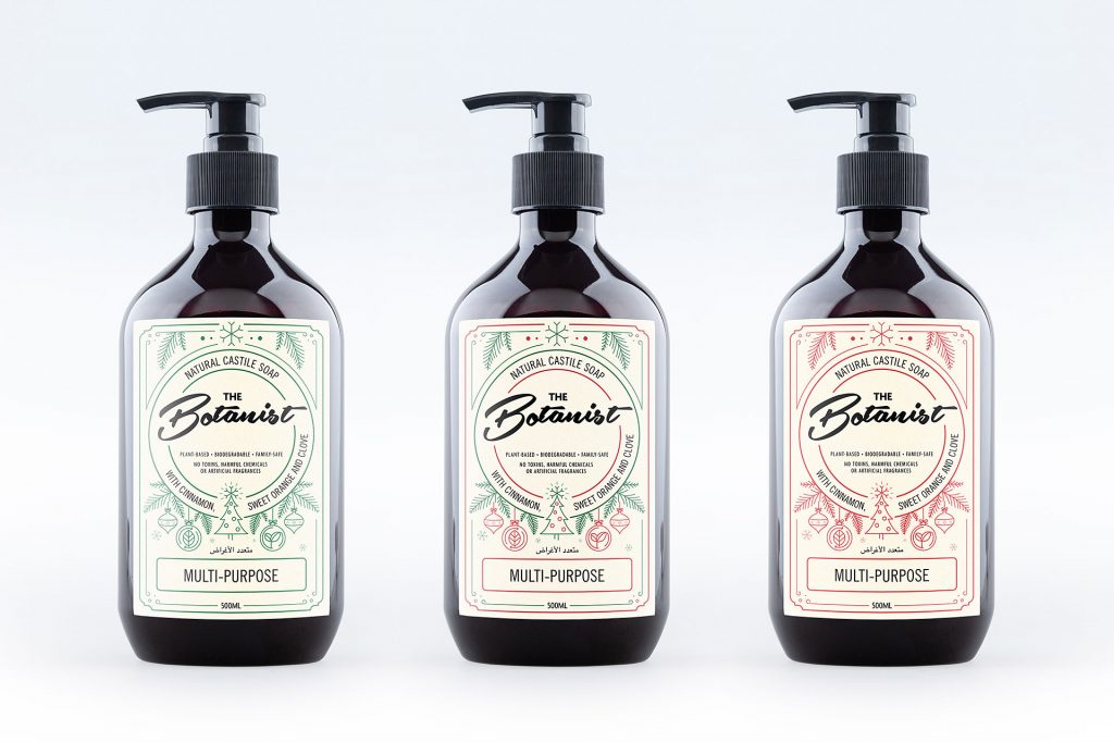 Three bottles of The Botanist multi-purpose eco-friendly cleaning products